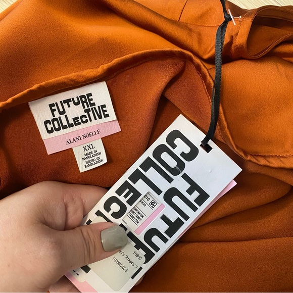 ✨NWT Future Collective Alani Noelle Rust Orange Strappy Slip Midi Dress XXL - Picture 5 of 12
